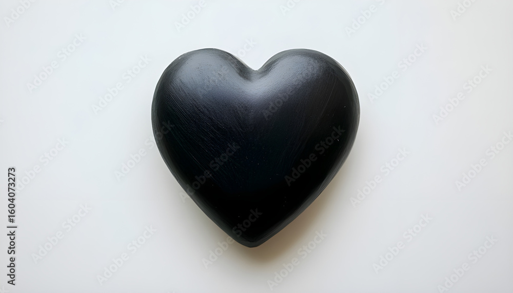 Fototapeta premium A single black heart sits on a white background