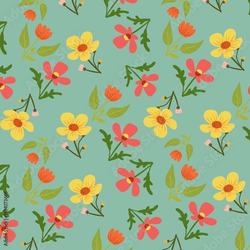 Wallpaper Mural seamless background with flowers Torontodigital.ca