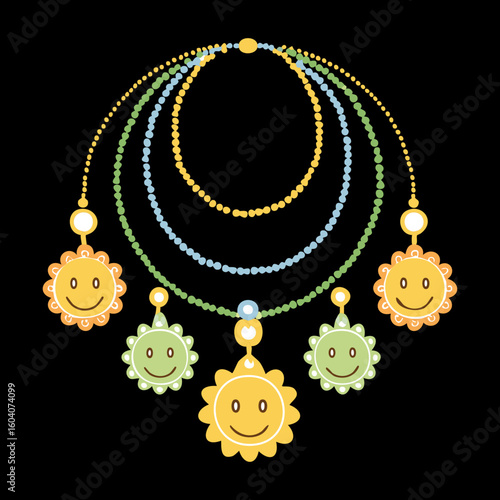 Layered Smiley Face Bead Necklace Design