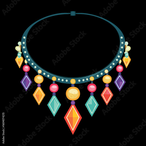 Golden Gemstone Dangle Necklace Design