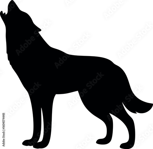 howling wolf silhouette vector, wolf black symbol