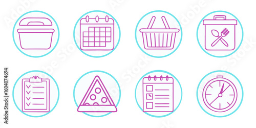 Set of colorful Easter eggs with cute sweet dessert and cupcake icons vector illustration