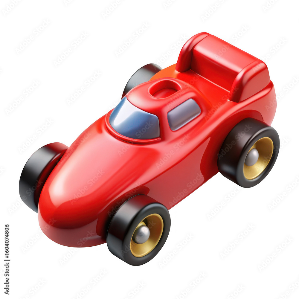 Fototapeta premium 3d red toy race car isolated on transparent background