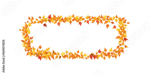 Rectangle autumn frame made of scattered falling leaves