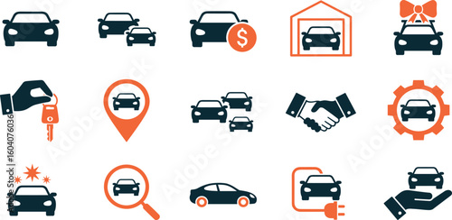 Automobile and car dealer editable stroke outline icon isolated on white background flat vector illustration.