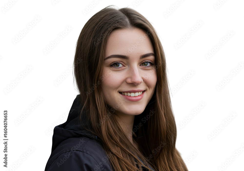 Young woman smiling isolated on transparent background Young woman smiling isolated on transparent background