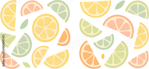 Wallpaper Mural Pastel Citrus Fruit Slices Pattern. Torontodigital.ca