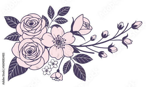 Elegant Pastel Floral Bouquet Romantic Botanical Watercolor Flower Design