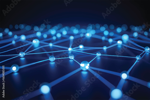 Business connection concept with abstract network lines and glowing nodes.