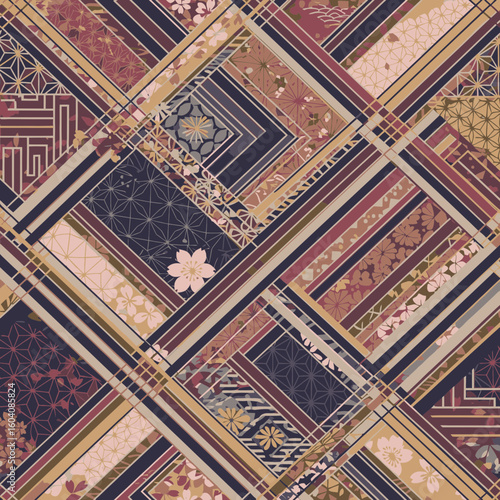 Seamless background with traditional Japanese pattern in Tatewaku style  