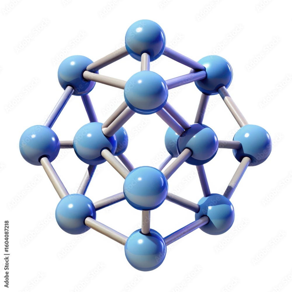 Cluster of blue spheres connected by rods isolated on white background Cluster of blue spheres connected by rods isolated on white background