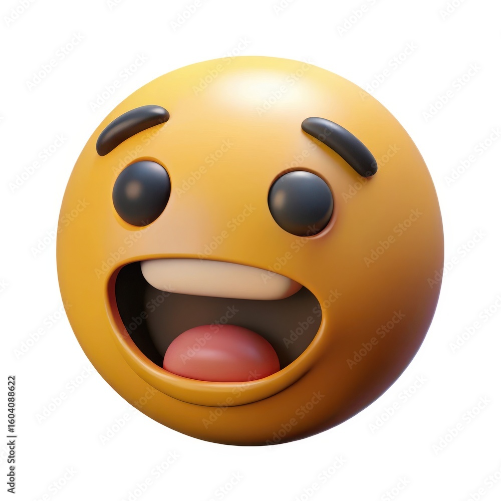 Fototapeta premium Surprised emoji face isolated on white background