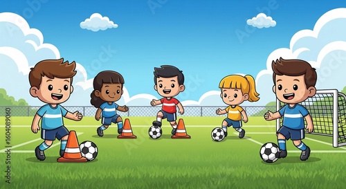 children playing football