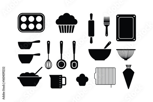 Baking Utensils Silhouette Collection cooking kitchen