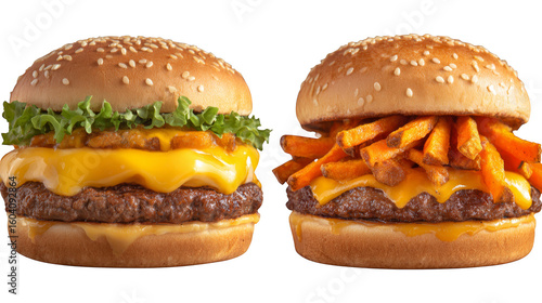 Wallpaper Mural Two juicy cheeseburgers with melted cheese and fresh lettuce, a delicious treat delicious. Torontodigital.ca