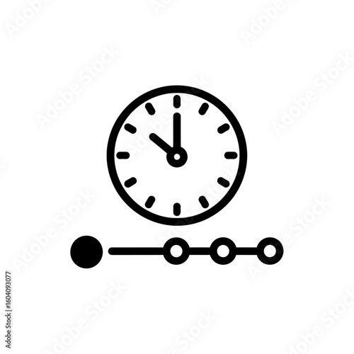 Illustration of a clock connected to a horizontal timeline