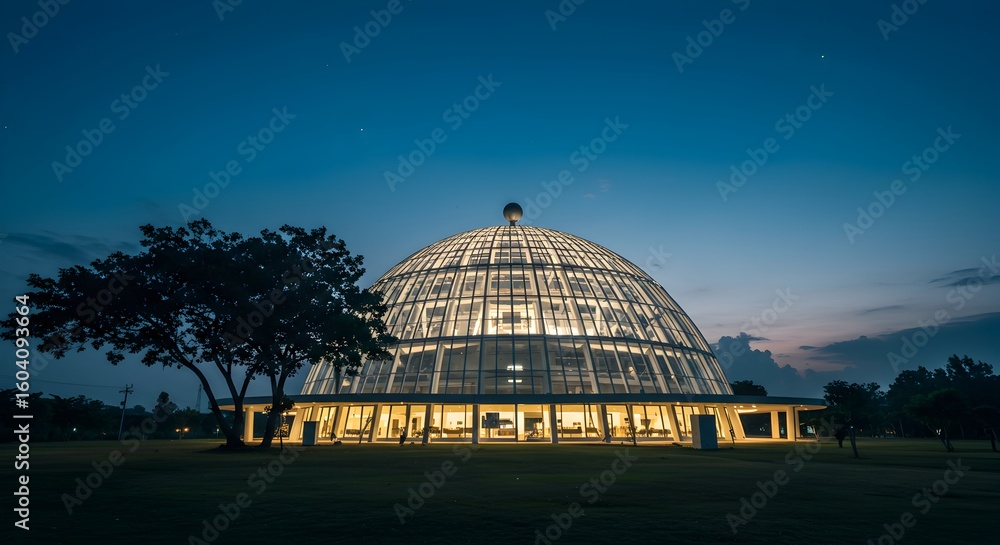 Obraz premium Illuminated Dome Structure at Dusk