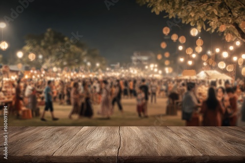 Wooden table top at night market (1)