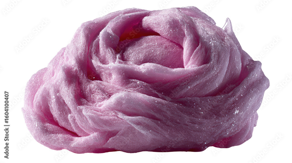 Fototapeta premium Fluffy Pink Cotton Candy: A close-up captures a swirl of sugary delight. The airy confection, a delightful swirl of pink candy, evokes a sense of childlike joy.