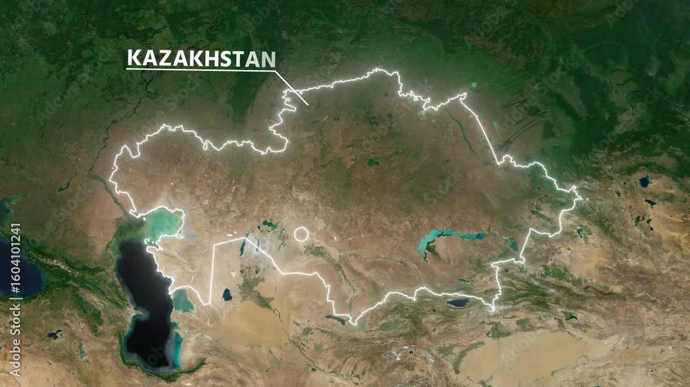Zoom From Earth To Kazakhstan Glow Outline Map Animation Satellite 1000 F 1604101241 