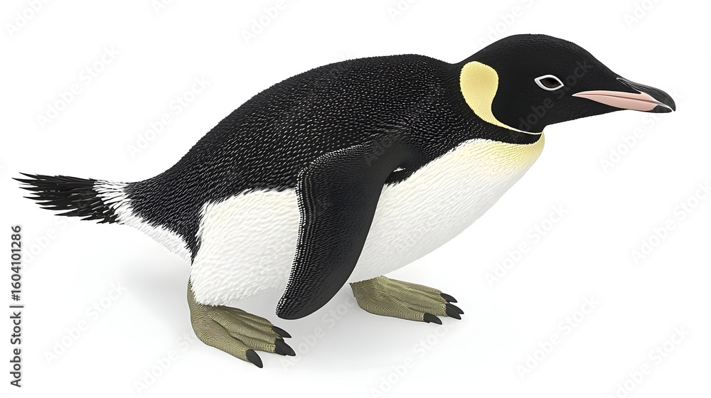 Fototapeta premium A digital illustration of a small emperor penguin