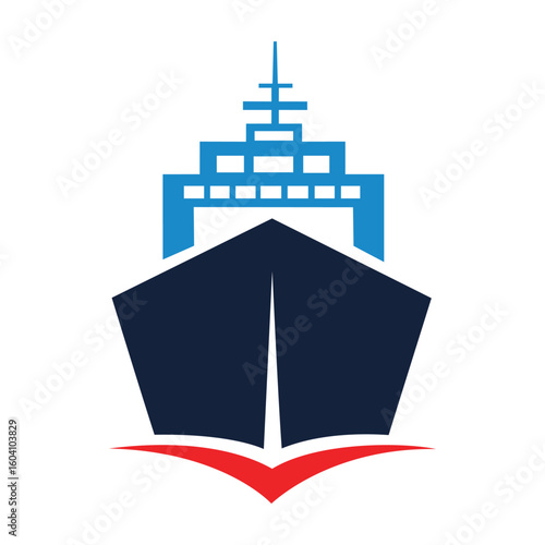 A bold front view of a ship, symbolizing shipping, logistics, ocean travel, and global transport.