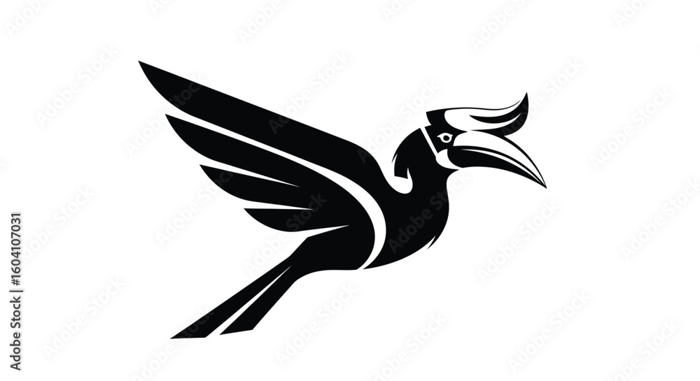 Obraz premium Flying Hornbill Logo Design