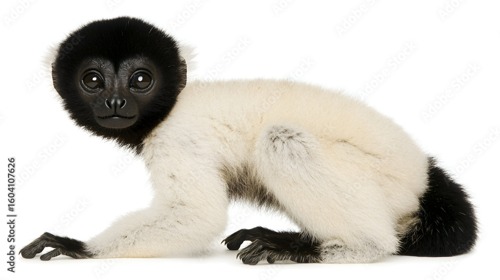 Fototapeta premium A young lemur on a white background