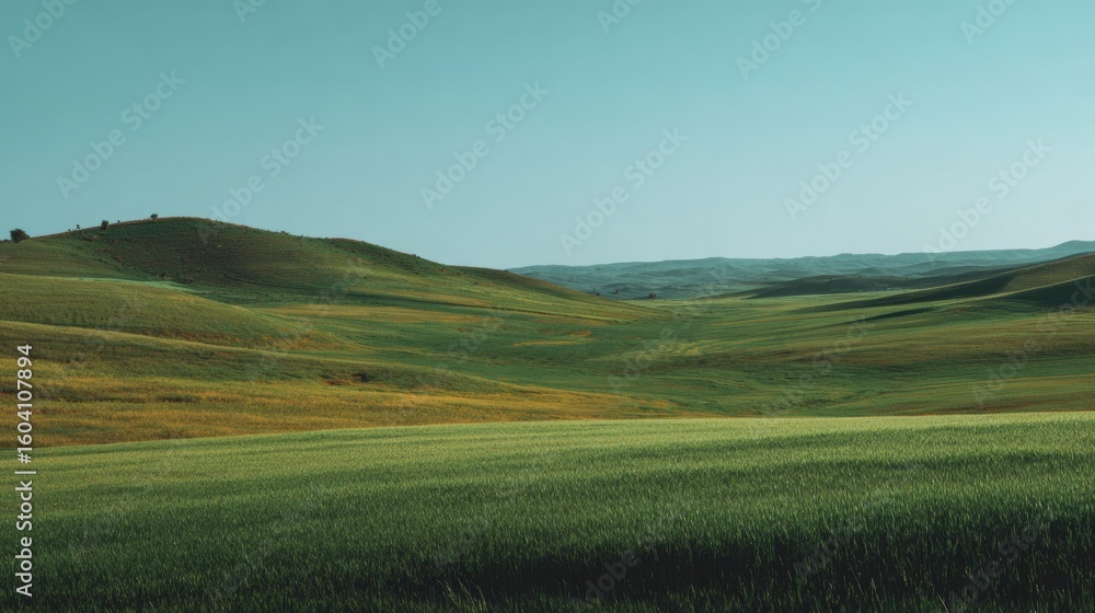 Fototapeta premium panoramic landscape of green fields for background