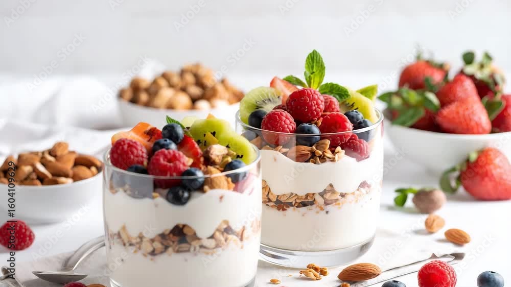 Dessert parfaits closeup Dessert parfaits closeup