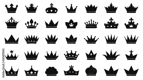 Big collection quolity crowns. crown icon set vector.eps