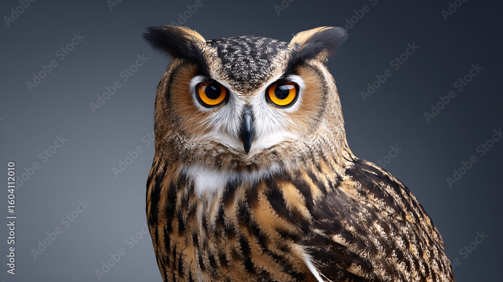 custom made wallpaper toronto digitalMajestic Owl Close-Up, Wildlife Photography, Studio Setting, Detailed Portrait, Nature Concept