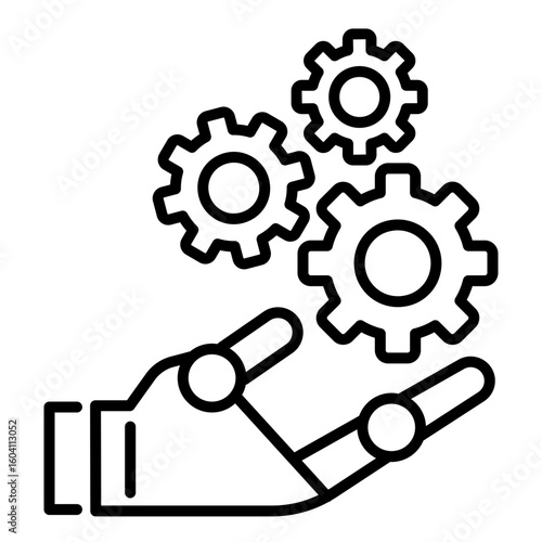 Conceptual icon of robotic automation. Symbolizes mechanical intelligence, smart industry, and robotic efficiency.