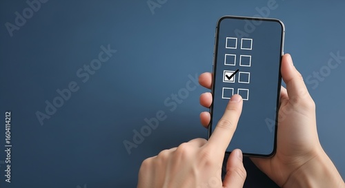 Wallpaper Mural Completing a Checklist on Smartphone: Digital Survey, Task Management, and User Interface Experience on Mobile Device Torontodigital.ca