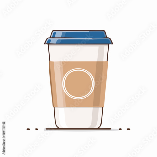 Flat vector of a takeaway coffee cup with label space, editable SVG with grouped layers and outlined text