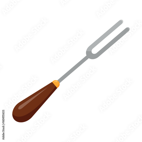 Isolated culinary fork  on transparent background.   Household cutlery. Kitchenware. Design element for cooking, cafe, restaurant, cooking books. Flat cartoon style. Vector illustration.