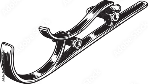 Black and white illustration of a sled winter snow