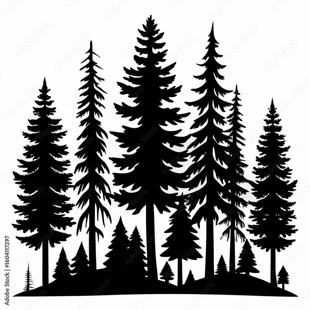 Fototapeta premium Black Pine Tree Vector