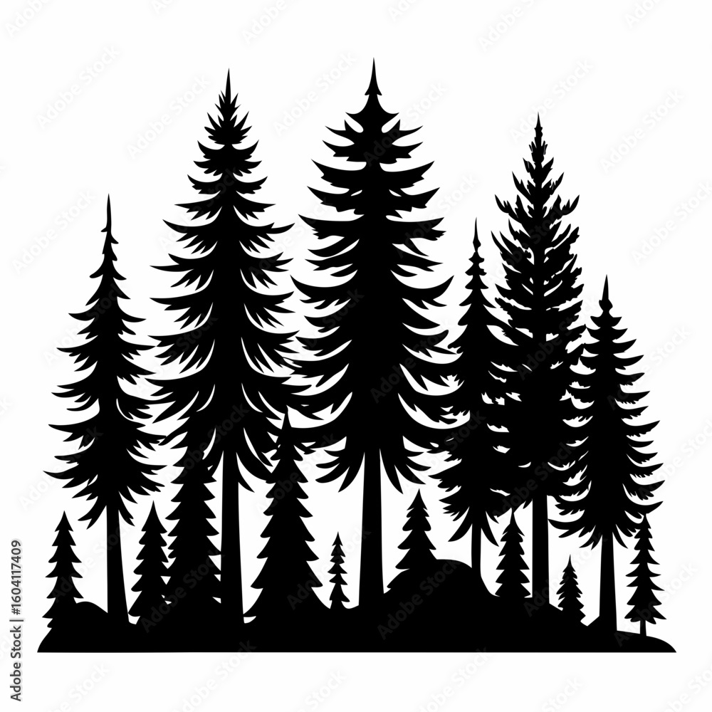 Obraz premium Black Pine Tree Vector