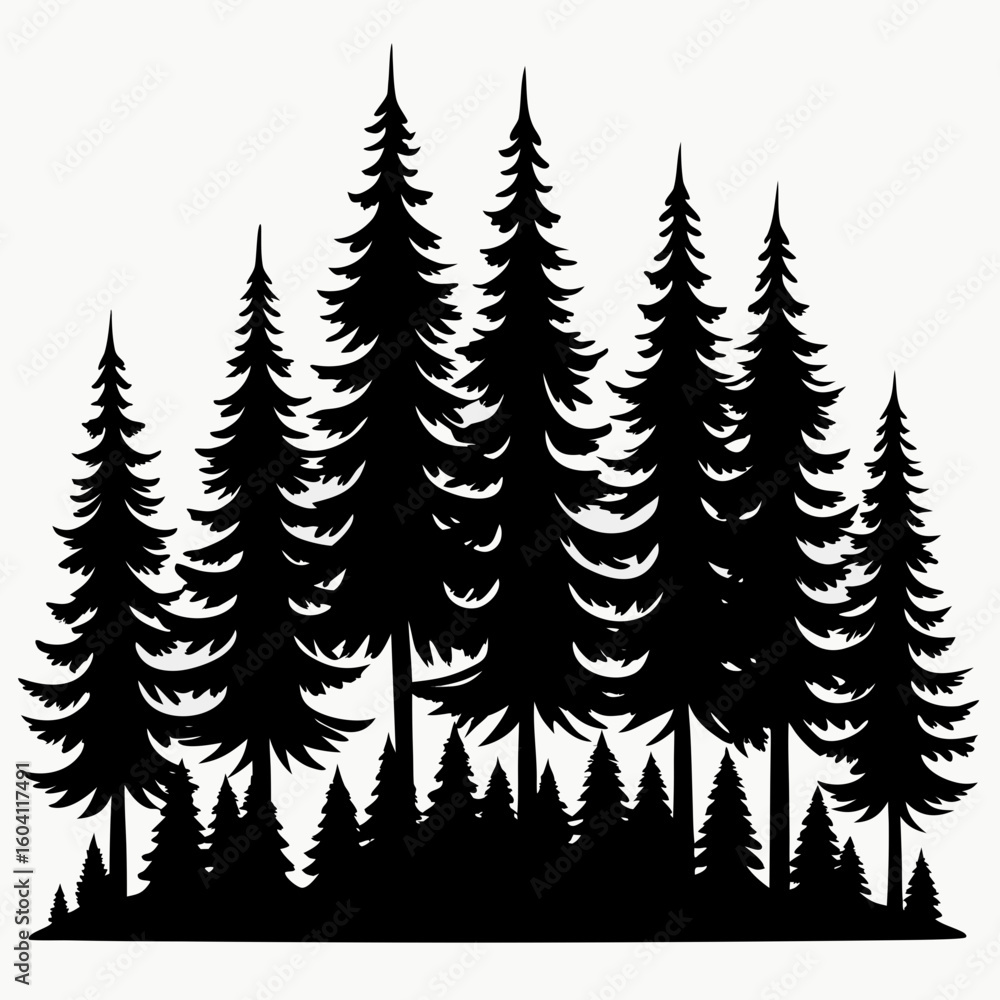 Obraz premium Black Pine Tree Vector