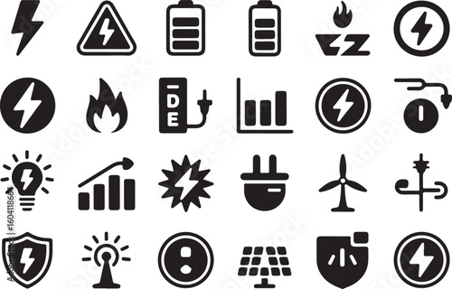 A sat of Collection of electricity and energy related icons