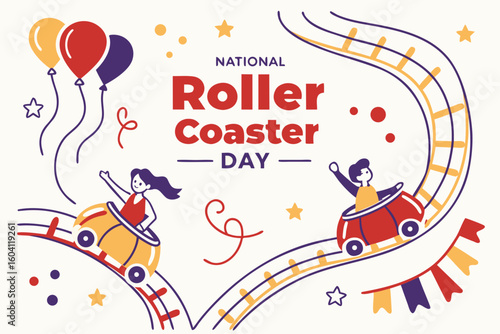 NATIONAL ROLLER COASTER DAY vector illustration