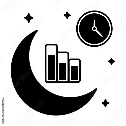 Sleep Monitoring Icons – Sleep Time and Moon Vector Set.