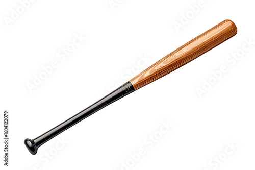Closeup of a wooden baseball bat isolated on a transparent background