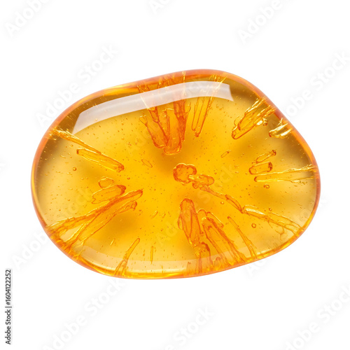 natural tree resin droplet with translucent color, amber-like organic gem, sticky sap texture, glossy botanical secretion isolated on transparent background PNG