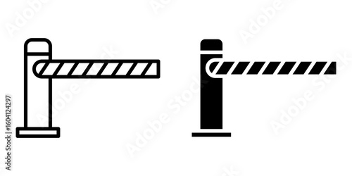 Parking barrier icon, line and silhouette vector sign of car barrier illustration