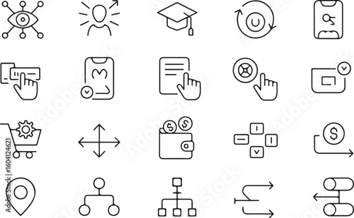 A sat of Collection of business and technology icons for digital presentations