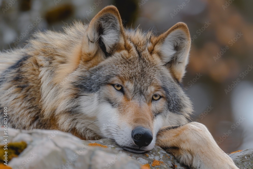 Fototapeta premium Grey Wolf (Canis lupus) Portrait