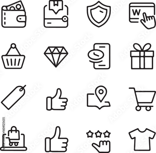 A sat of Set of e commerce and shopping icons for online business
