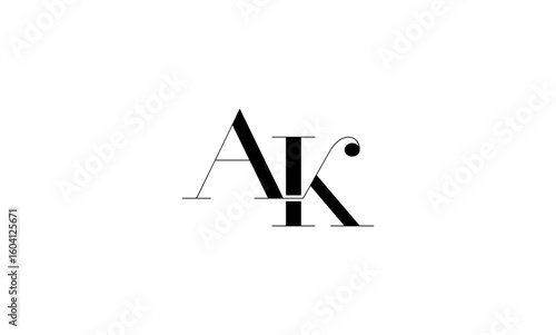 AK initial letters, monogram logo